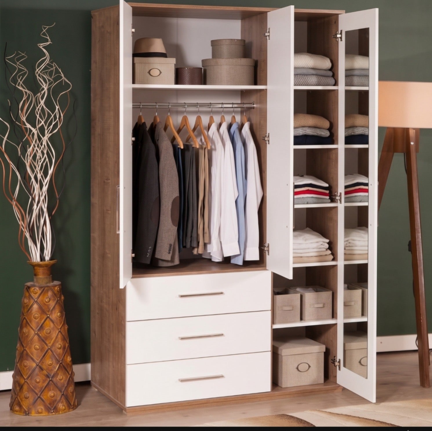 Wardrobe | Beige & White | 120 x 50 x 220 | WD54