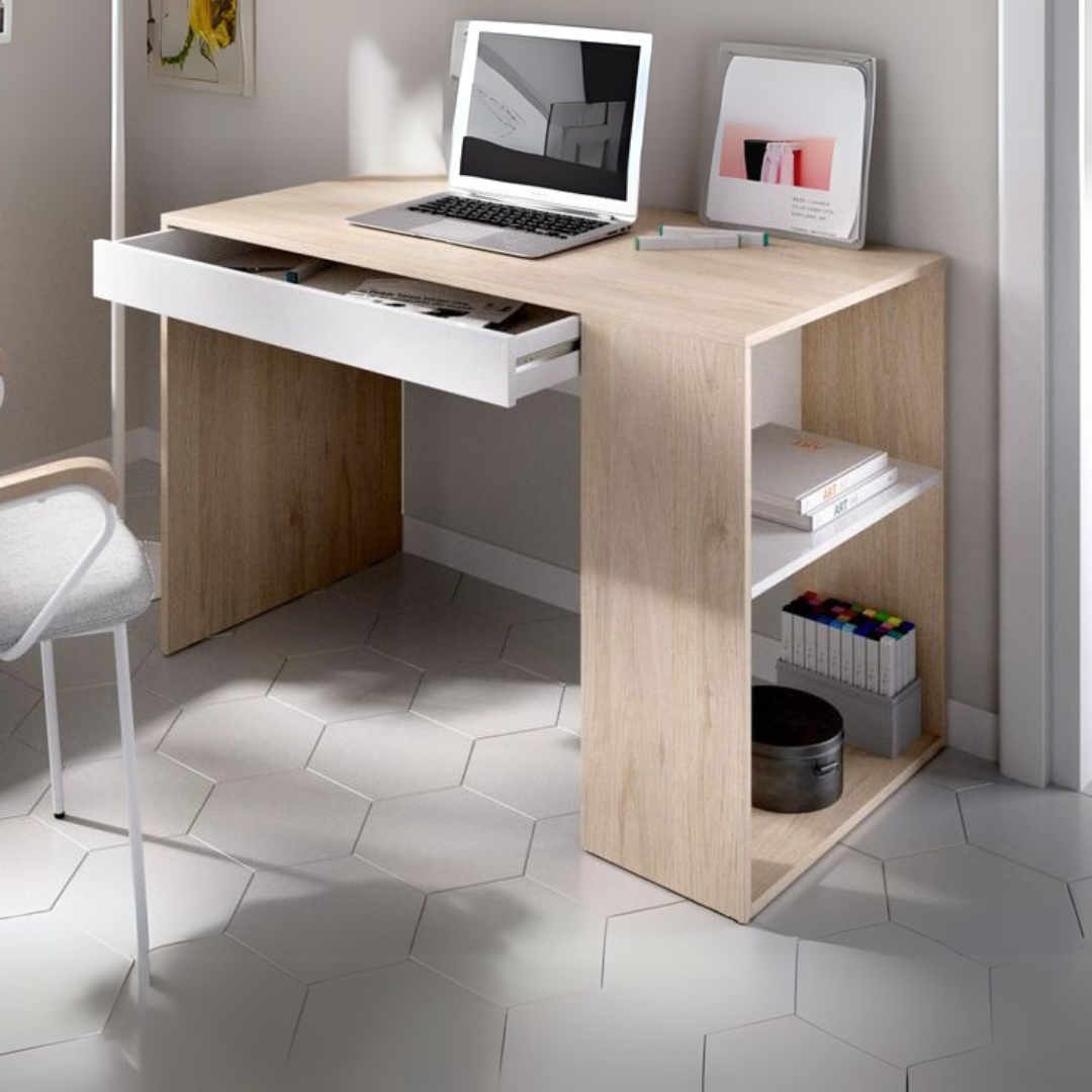 Desk | Wooden & White | 100 x 50 x 80 | DE11