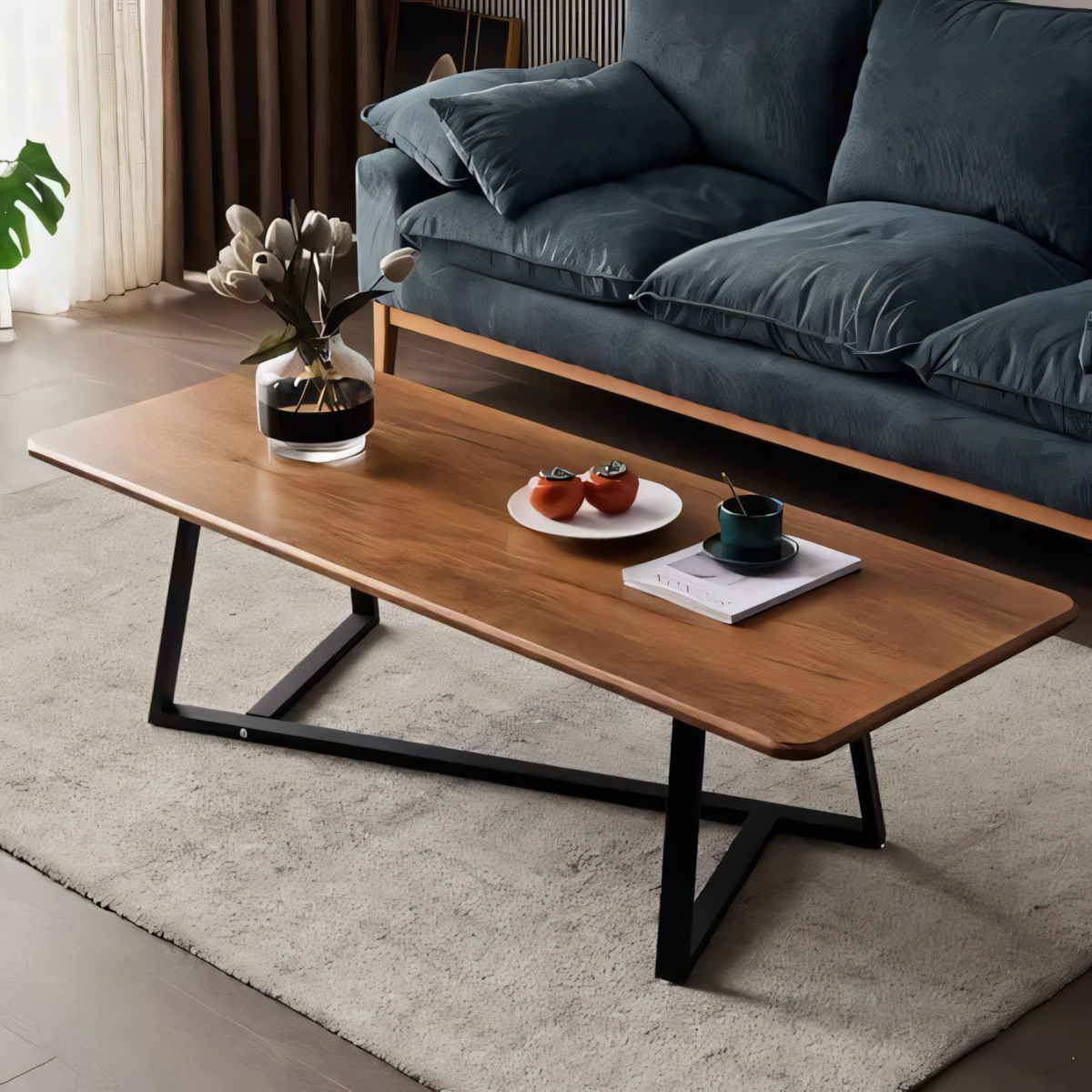 وحدة طاولة | أسود وخشبي | ١٠٠ × ٥٠ × ٤٠ | TA17