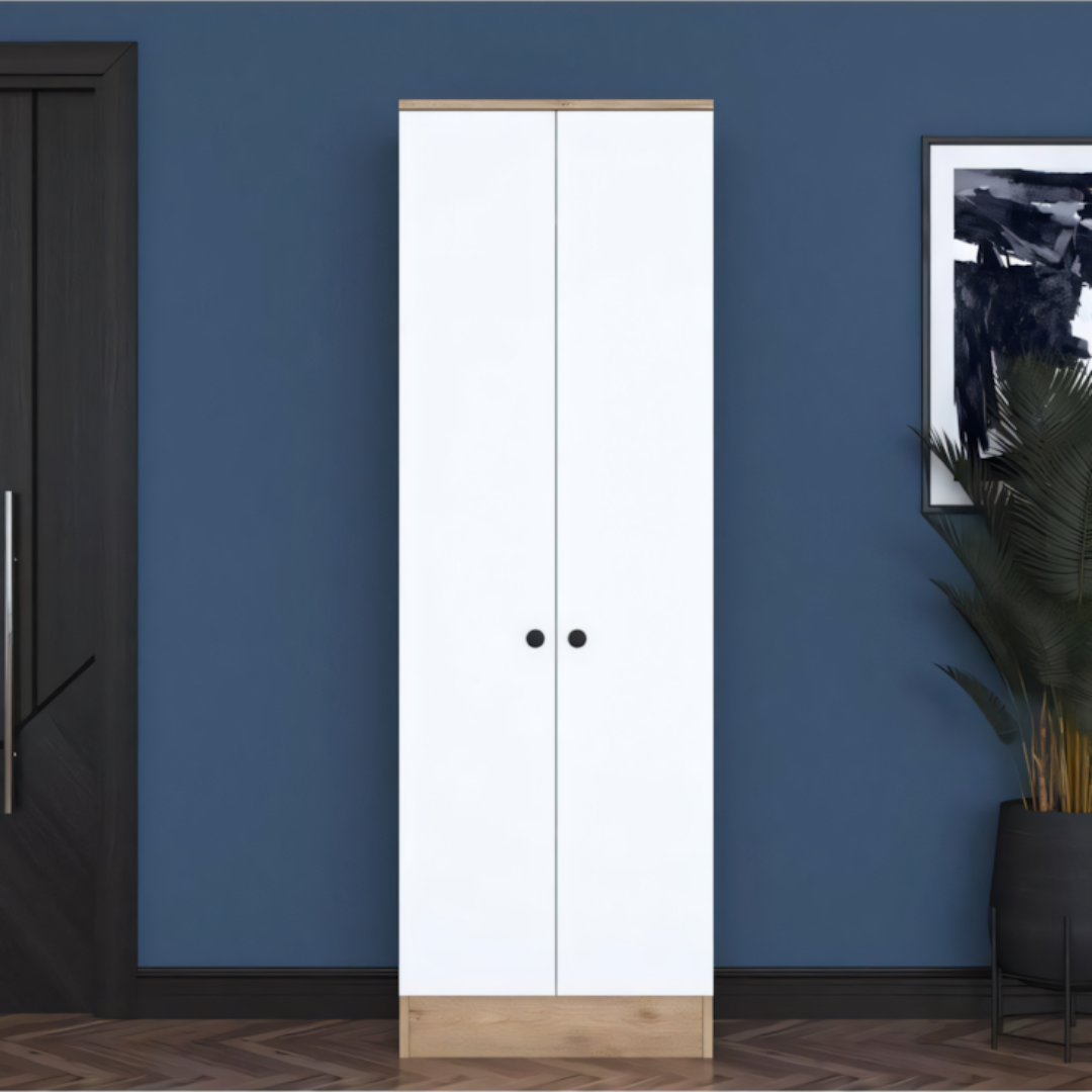 Wardrobe | Wooden & White | 80 x 50 x 220 | WD42