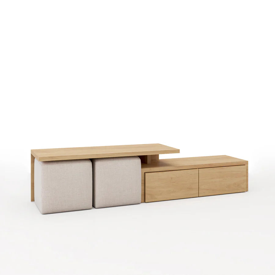 Tv Unit | White & Wooden | 200 x 40 x 40 | TV100