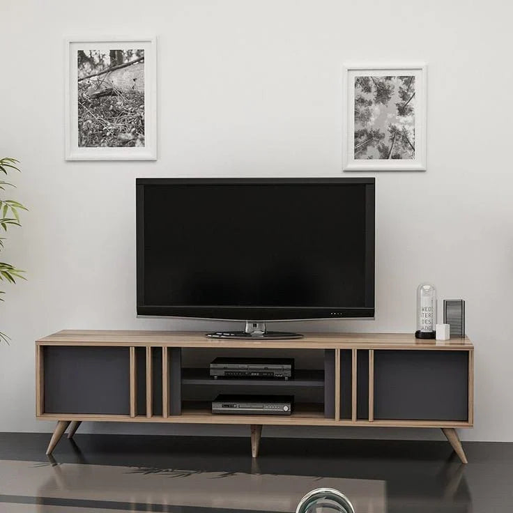 Tv Unit | Black & Wooden | 180 x 40 x 40 | TV107