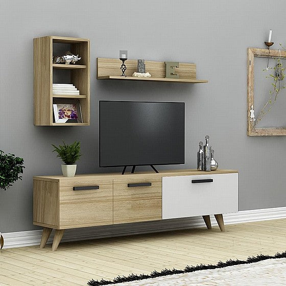Tv Unit | White & Wooden | 160 x 40 x 40 | TV32