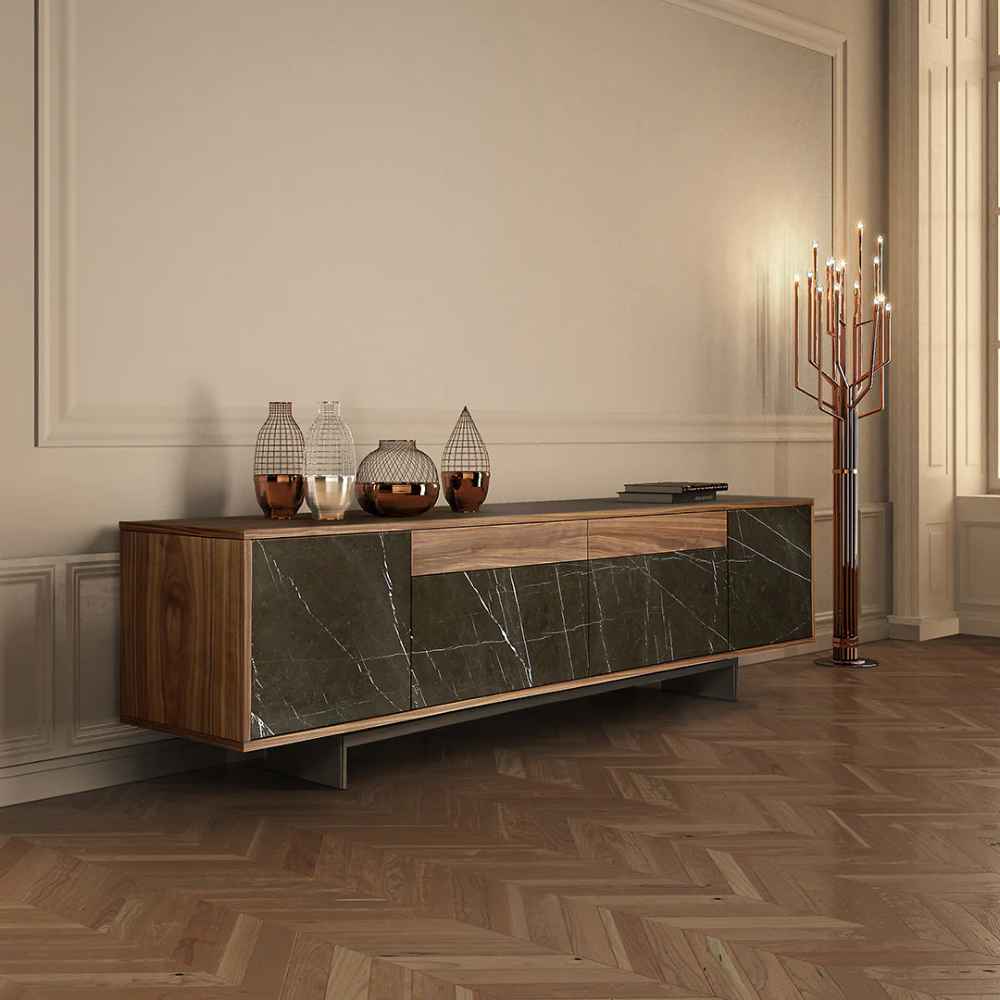 وحدة تلفزيون | أسود وخشبي | ١٨٠ × ٤٠ × ٤٠ | TV46