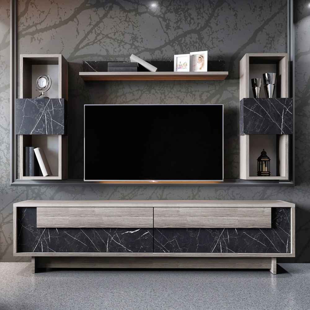Tv Unit | Wooden & Black | 180 x 40 x 40 | TV58