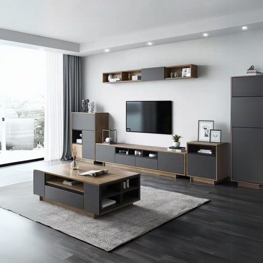 Living Room Set | Black & Wooden | SET22