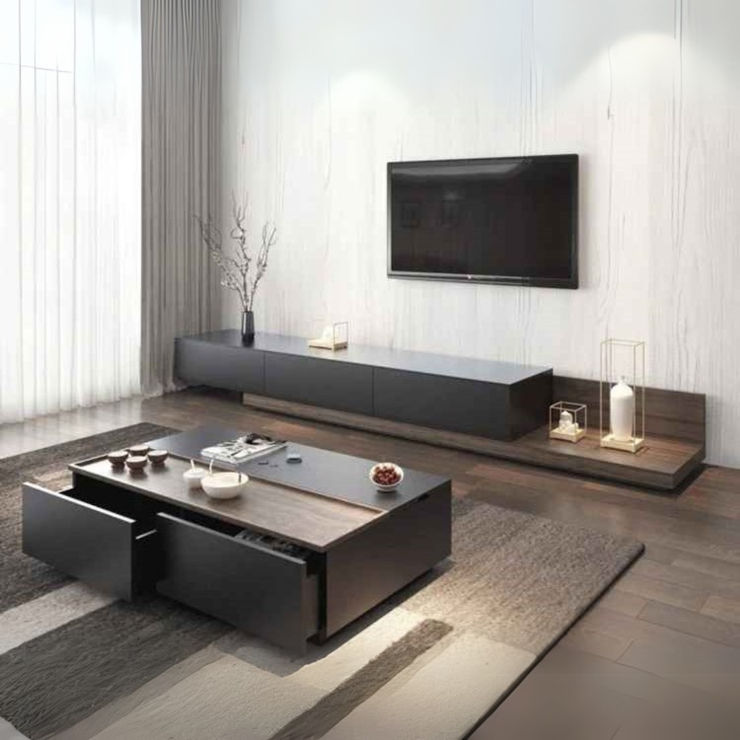 Living Room Set | Black & Wooden | SET31