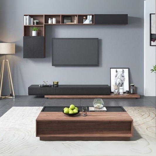 Living Room Set | Black & Wooden | SET3
