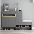 Shoe Closet | Dark Grey & Gold & White | 140 x 40 x 110 | SU93