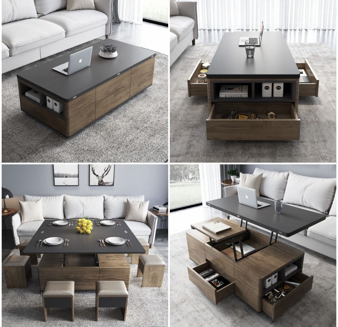 Table Unit | Beige & Dark Grey | 120 x 70 x 45 | TA79