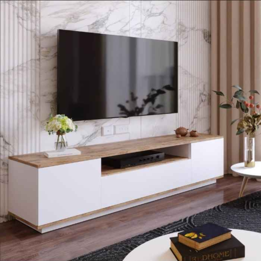 Tv Unit | White & Wooden | 160 x 40 x 40 | TV53