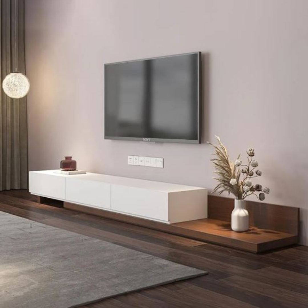 Tv Unit | White & Wooden | 240 x 40 x 40 | TV68