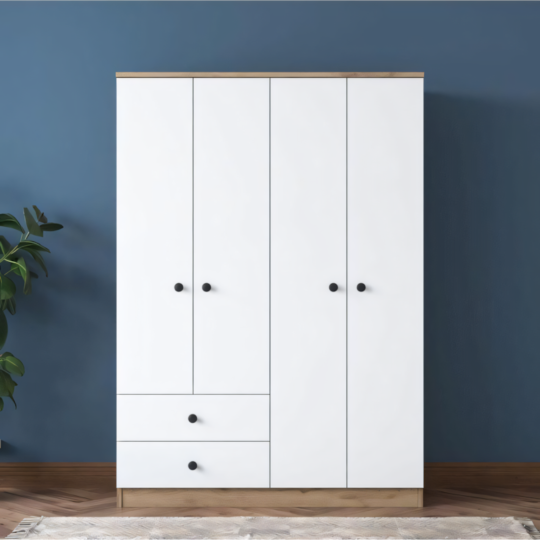 Wardrobe | Wooden & White | 160 x 50 x 220 | WD41