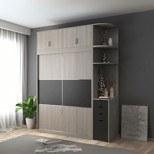 Wardrobe | Grey & Wooden | 180 x 50 x 240 | WD5