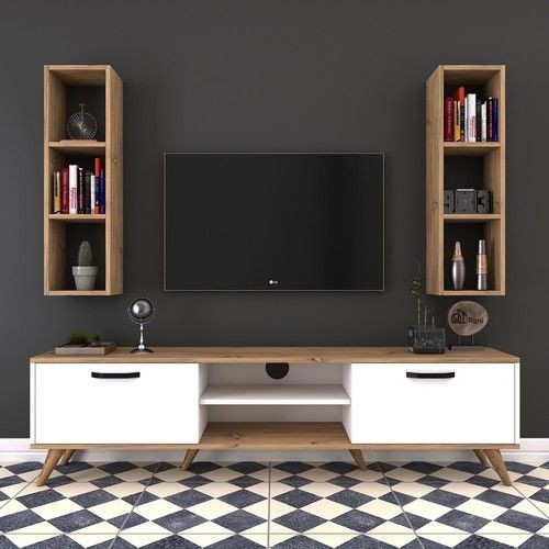 Tv Unit | White & wooden| 160 x 40 x 40 | Tv12